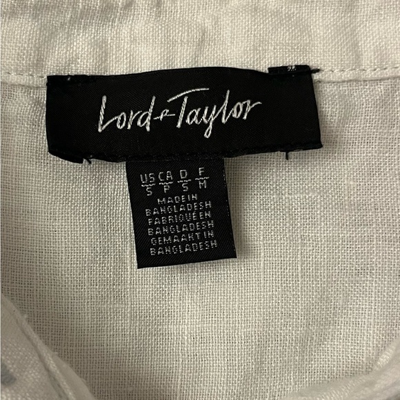 Lord & Taylor Women’s Linen Shirt Cap Sleeve Button Down Small White - Picture 4 of 7